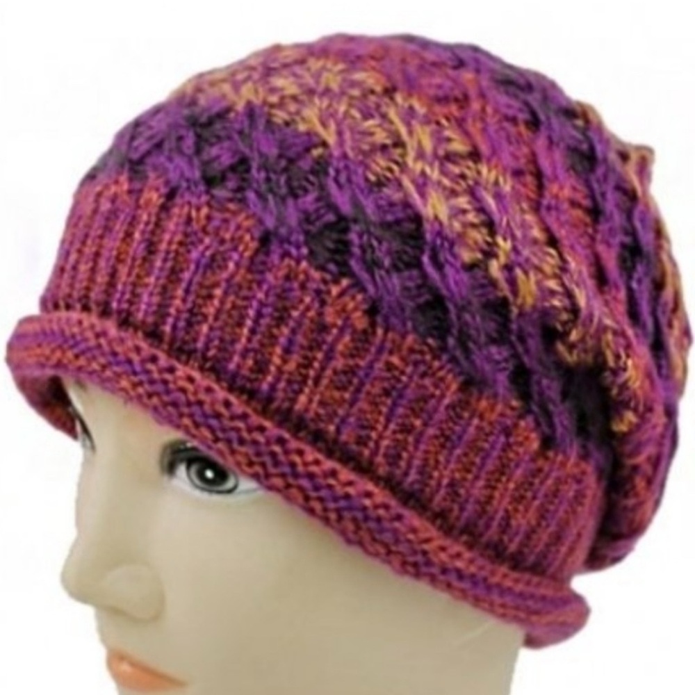 Stylish Pink & Purple Knit Beanie